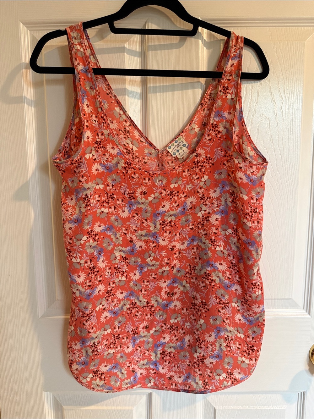 Free People Coral Floral V-Neck Tank Top